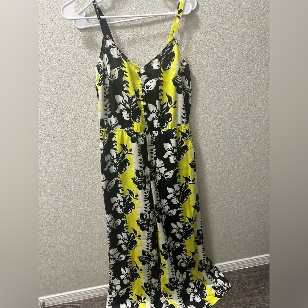 Floral Black and Yellow Jumpsuit
